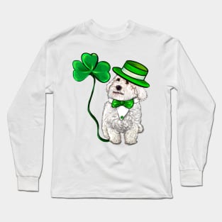 Top 10 best Irish Gifts Sailor Cavapoo cute funny dog in tuxedo hat Clover Shamrock Green three leaf Shamrock Clover Long Sleeve T-Shirt